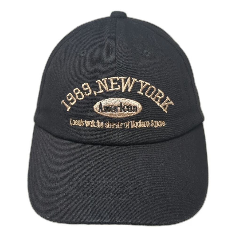 Baseball Cap Black One Size Cotton Slideback New York 1989 Madison Square Hat
